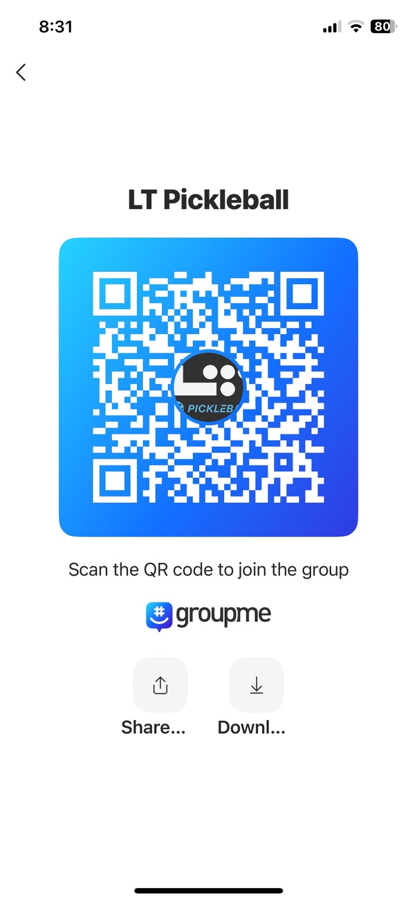 Groupme Qr Code Promotion LifetimePickle.com - Lifetime Fitness Pickleball Bloomingdale